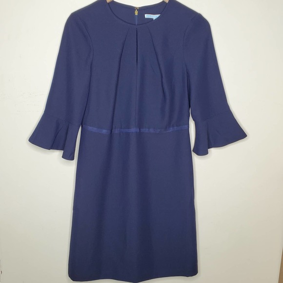 Draper James Dresses & Skirts - Draper James Navy Nassau Keyhole Shift Dress Flare Sleeves Work Shower, sz 6